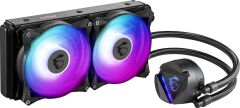 MSI MAG CORELIQUID 240R V2 ARGB 240mm Dual 120mm Fan PWM 500‑2000 RPM 21.63‑78.73 CFM 14.3–34.3 dBA Pompa 4200 RPM Intel/AMD Soket Uyumlu Siyah Sıvı İşlemci Soğutucu