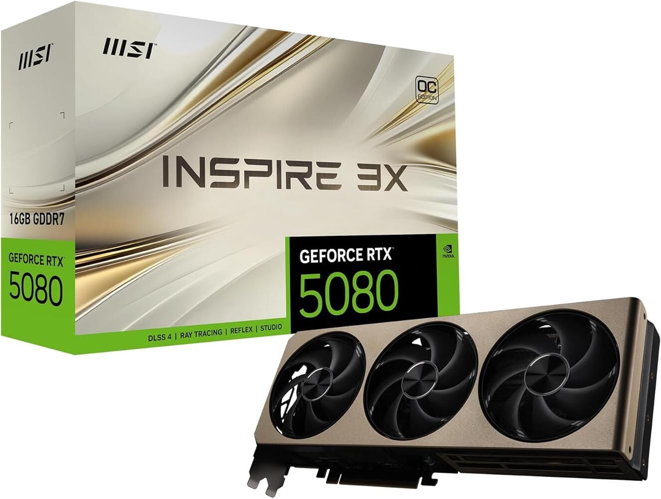 MSI GeForce RTX 5080 16G INSPIRE 3X OC 16GB GDDR7 256-Bit DLSS 4 Ekran Kartı