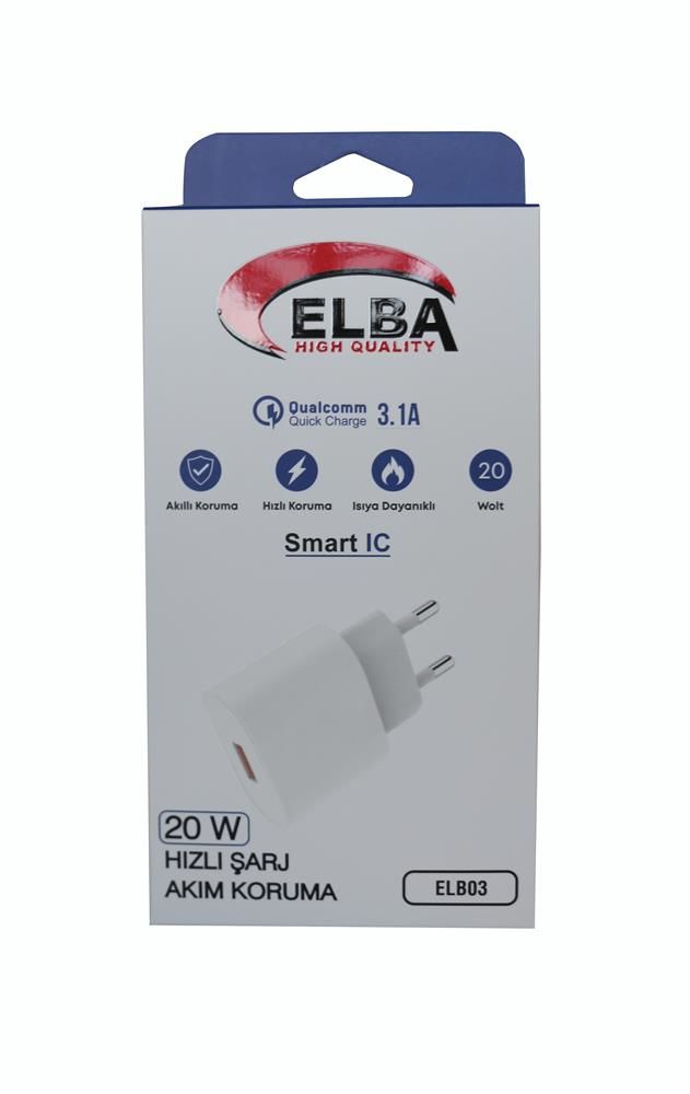 Elba ELB03-20USB 20W QC 4.0 Hızlı Şarj Destekli Akıllı Korumalı Isıya Dayanıklı USB-A Şarj Adaptörü