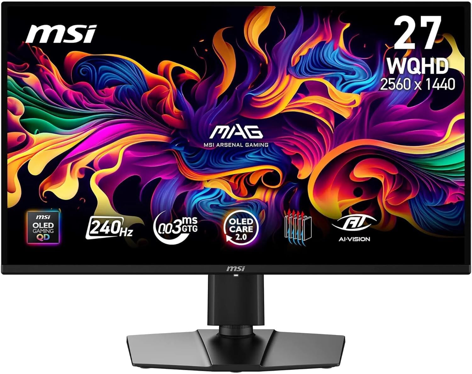 Msi 27'' Mag 274QP QD-OLED X24 240Hz 0.03ms HDMI DP Premium HDR Pivot WQHD QD-OLED Gaming Monitör