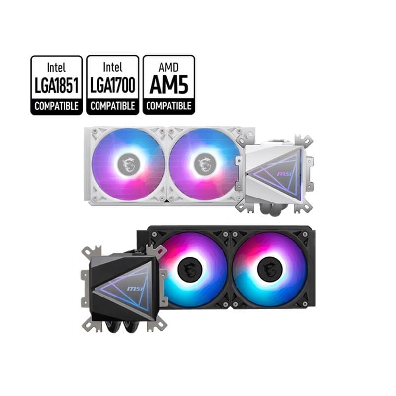 MSI MAG CORELIQUID I240 240 mm Çift 120 mm ARGB Fanlı Infinity Mirror AIO Sıvı Soğutucu – LGA 1150/1151/1155/1156/1200/1700/1851 ve AM4/AM5 Uyumlu
