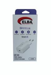 Elba ELB02-20WPD 20W USB-C PD 3.0 & QC 4.0 Hızlı Şarj Destekli Akıllı Korumalı Şarj Adaptörü