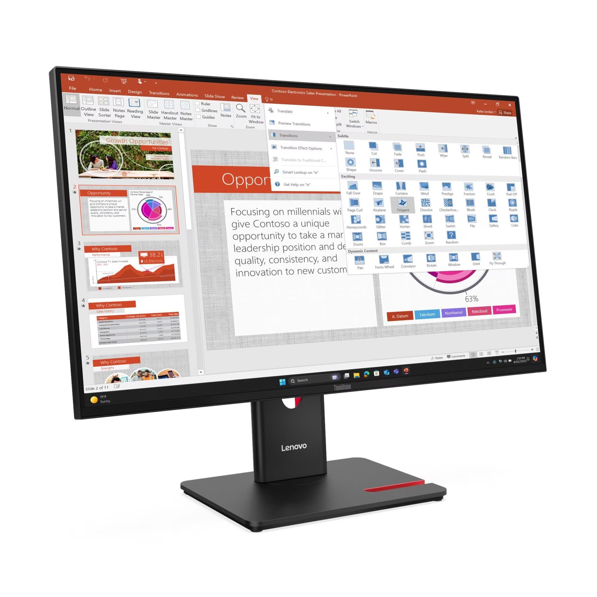 27 LENOVO THINKVISION T27-40 64A5MAT6TK 4MS 120HZ FHD MONITOR
