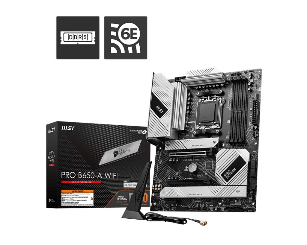 MSI PRO B650-A WIFI AMD B650 AM5 DDR5 7600MHz(OC) ATX Anakart