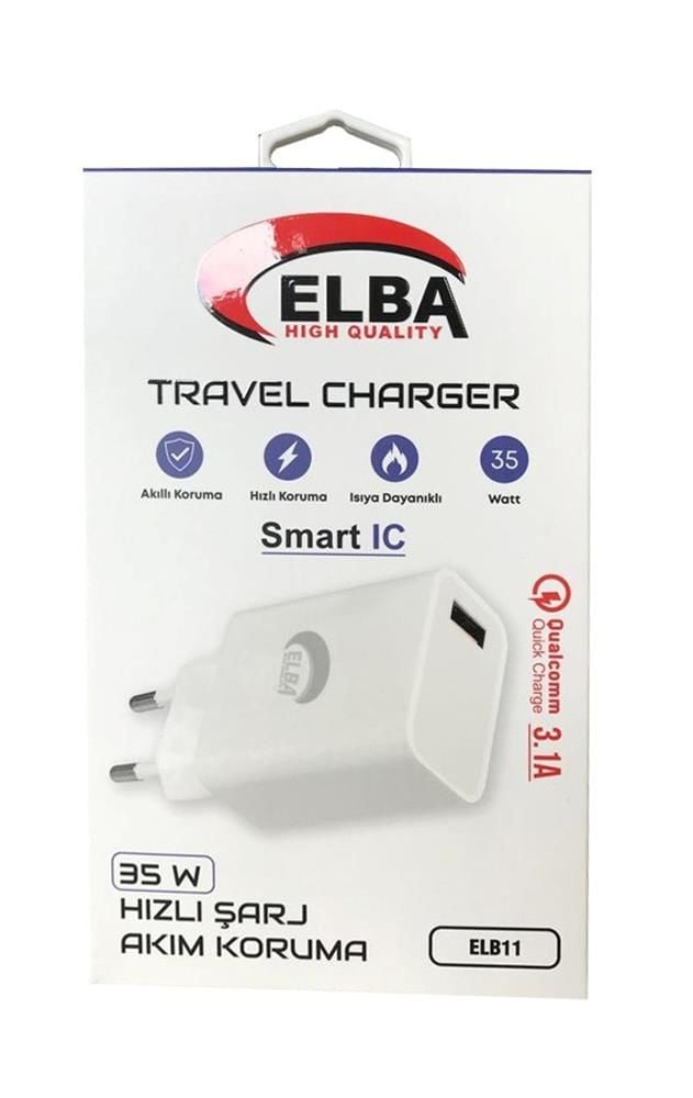 Elba ELB11 35W Hızlı Şarj Destekli Akım Korumalı USB-A Ev Tipi Şarj Adaptörü