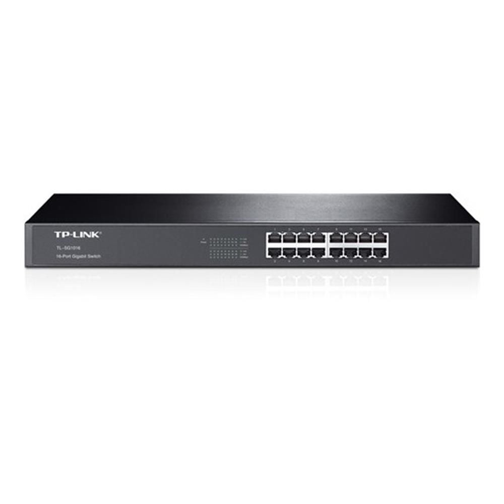 TP‑Link TL‑SG1016 16‑Port 10/100/1000 Mbps Unmanaged Gigabit Switch 19″ Rack‑Mount Çelik Kasa, Fanless