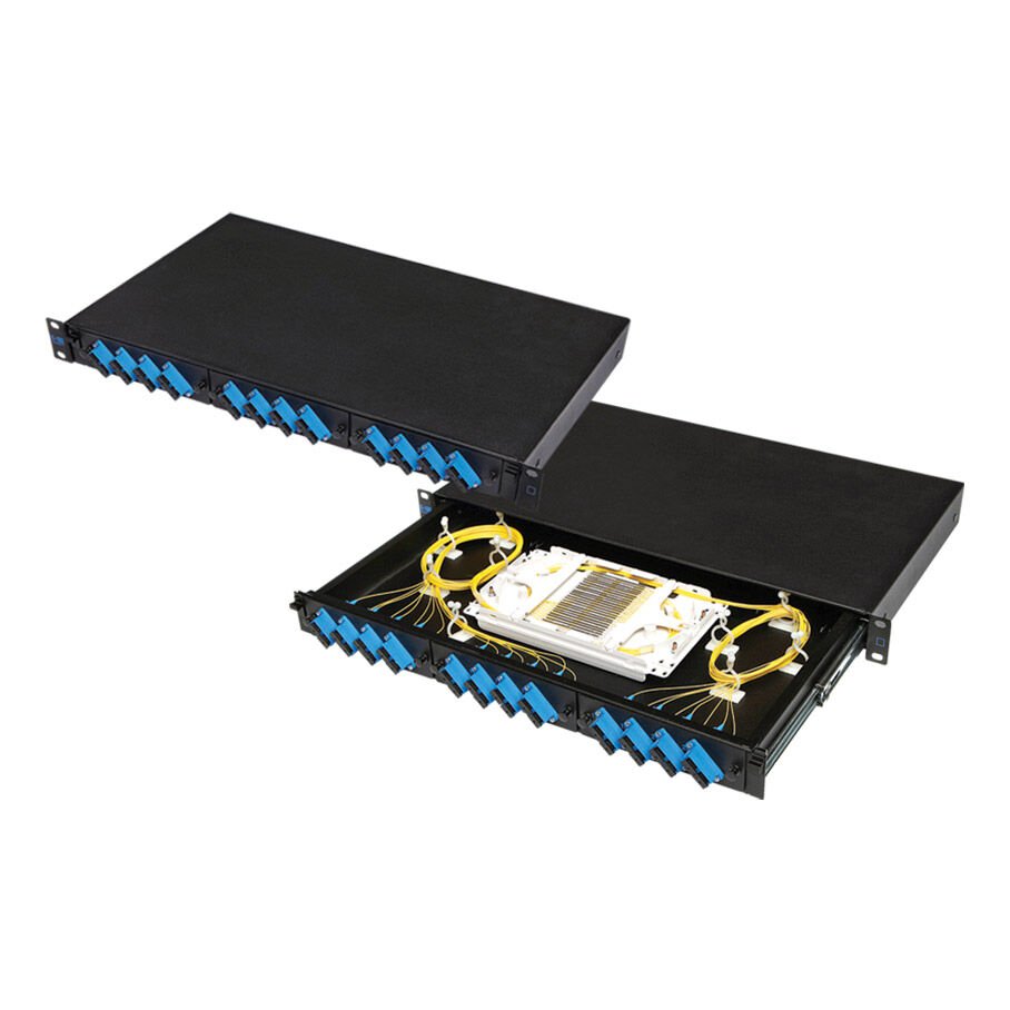 HCS DataLight SC Dupleks 24 Port Boş Fiber Optik Patch Panel Modülü 1U - Siyah