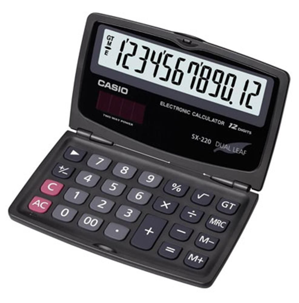 Casio SX-220 12 Haneli Taşınabilir Cep Tipi Kapaklı Hesap Makinesi