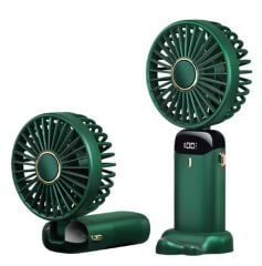 Feny FN-30 Yeşil Kademeli Ultra Sessiz Led Göstergeli Katlanabilir Şarjlı 1200Mah Mini El Fanı