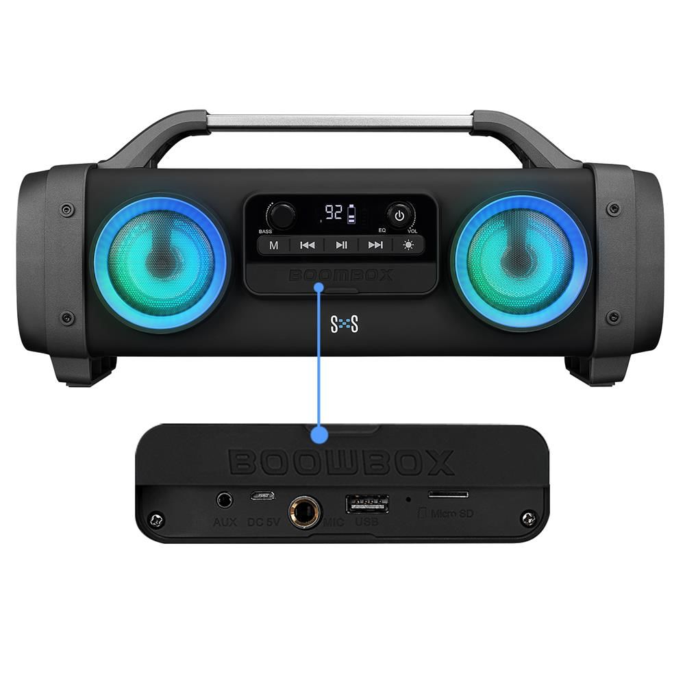 Mikado SH03 SPARTAN Gri Led Işıklı Bluetooth TF-USB-AUX-FM-MIC Speaker Hoparlör