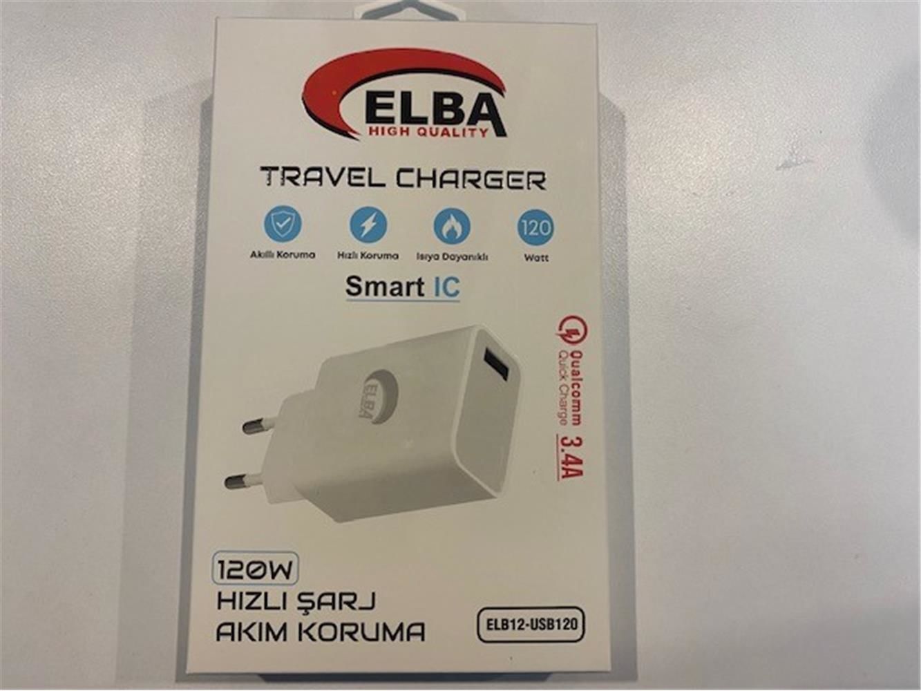 Elba ELB12 USB120 120W 3.4A Ultra Hızlı Şarj Destekli Akım Korumalı Isıya Dayanıklı Şarj Adaptörü