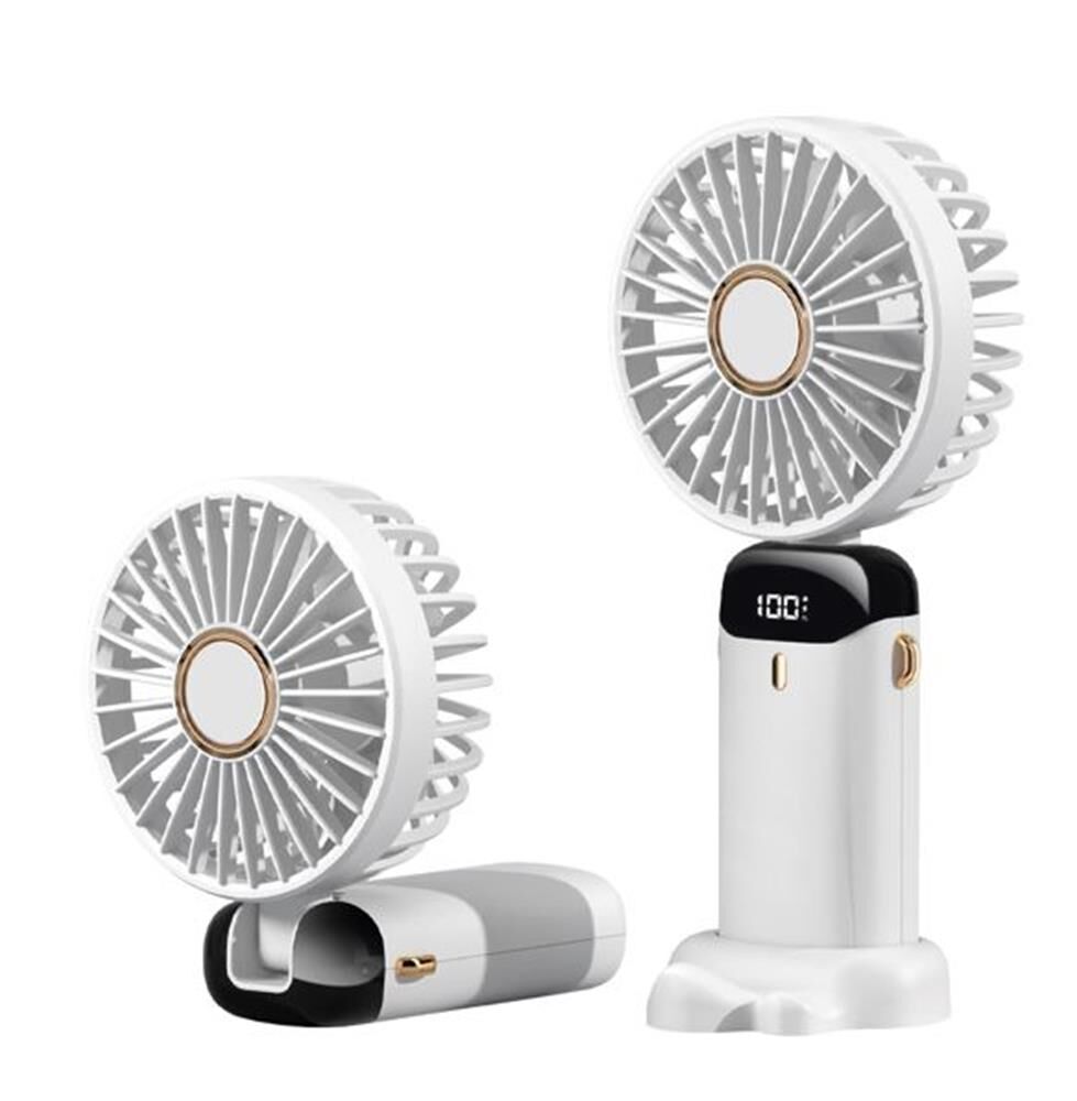 Feny FN-30 Beyaz Kademeli Ultra Sessiz Led Göstergeli Katlanabilir Şarjlı 1200Mah Mini El Fanı