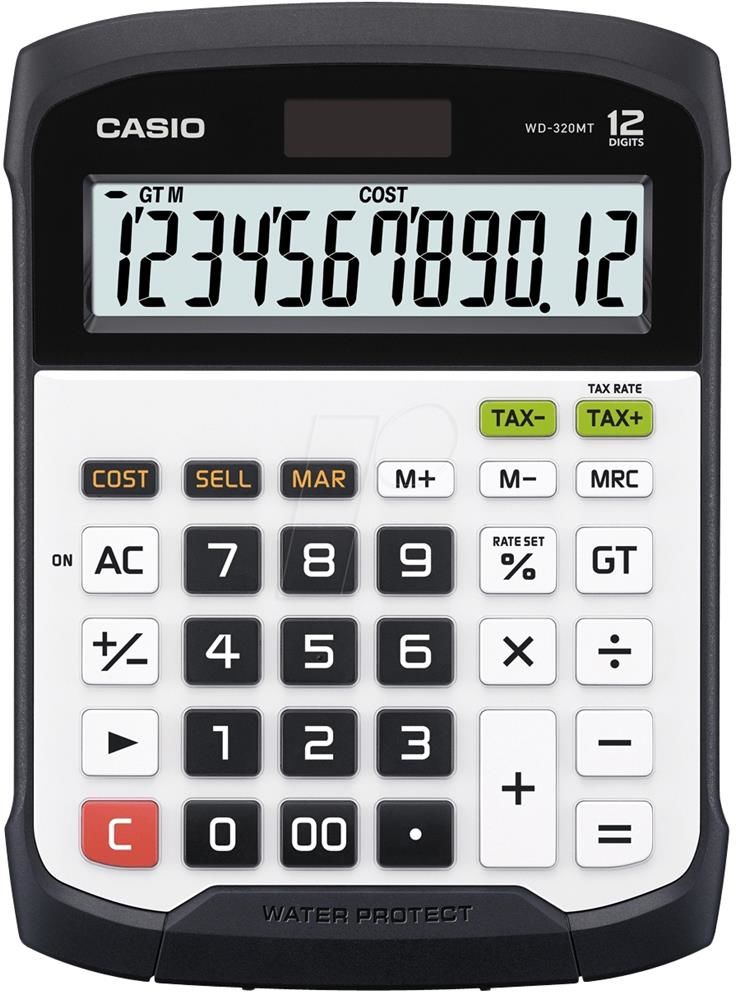 Casio WD-320MT 12 Hane Suya ve Toza Dayanıklı Büyük Masa Üstü Hesap Makinesi