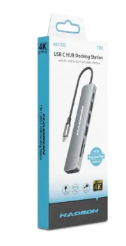 HADRON HDX7875 USB Type-C to 2x HDMI Dişi Görüntü Dönüştürücü 4K 30Hz Çoklu Ekran Destekli Gri Adaptör