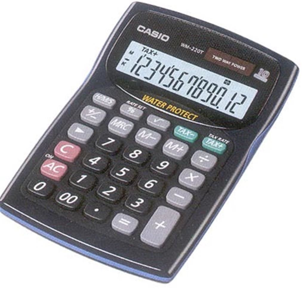 Casio WM-220MS-BU 12 Haneli Suya ve Toza Dayanıklı Mini Masa Üstü Hesap Makinesi - Mavi