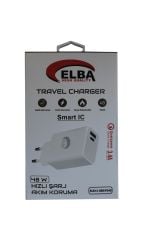 Elba ELB13 48W Çift Portlu (USB + Type-C PD) Akıllı Korumalı ve Isıya Dayanıklı Hızlı Şarj Adaptörü