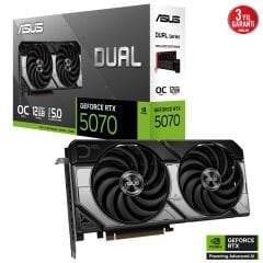 ASUS Dual GeForce RTX 5070 OC Edition 12GB GDDR7 192‑Bit PCIe 5.0 Çift Fan Gaming Ekran Kartı (CUDA Core 6144, Boost~2542 MHz)