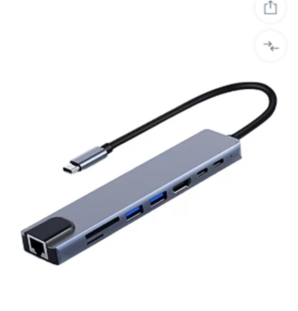 Frisby FA-7682C 8-in-1 USB-C Hub Çoklayıcı - HDMI 4K + RJ45 Ethernet + SD/TF + USB 3.0 + PD Şarj