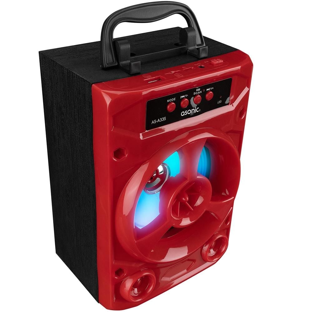 Asonic AS-A33K Kırmızı 3W DC 5V Bluetooth-USB-AUX-TF Cardlı Speaker