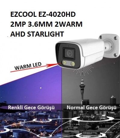 Ezcool EZ-4020HD 2MP 1080P Full-Color 3.6mm Sabit Lensli Bullet Güvenlik Kamerası