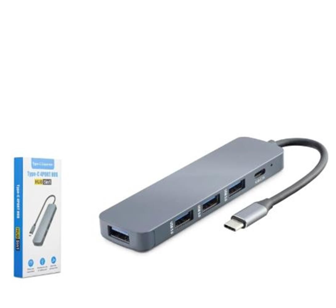 Hadron HDX7044 Type-C Hub 4-USB3.0 + DC SV Gri