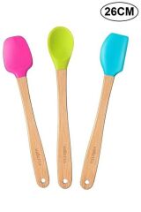 Silver Crest SPT-03 3 Lu Renkli 26CM Uzun Silikon Bambu Spatula Seti