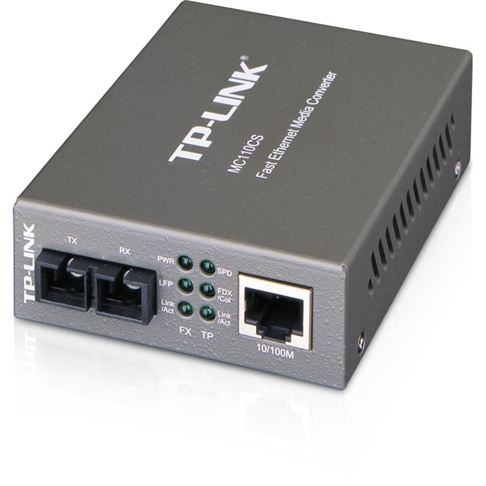 TP-Link Omada MC110CS 10/100 Mbps Fast Ethernet Media Converter, RJ45 to SC Fiber Dönüştürücü, Single Mode Fiber, 20 km Mesafe, 1310 nm Wavelength, Harici Güç Adaptörlü Ethernet Fiber Media Converter