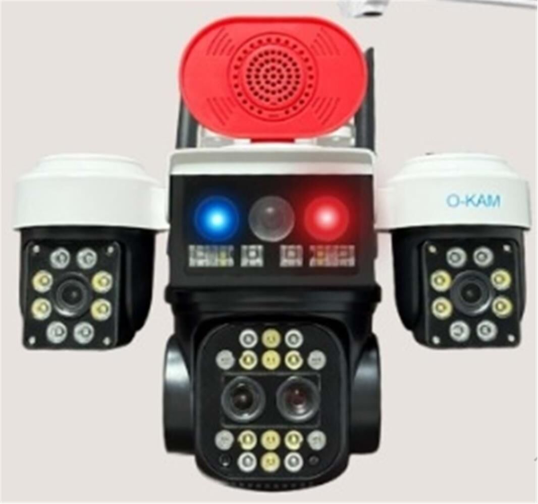 O-Kam 8095 3 Lensli 4K Ultra HD Güneş Panelli (Solar) Sirenli ve Çakarlı Kablosuz Wi-Fi Güvenlik Kamerası