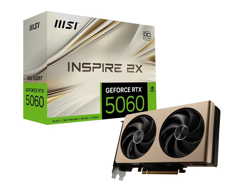 MSI GeForce RTX 5060 Inspire 2X OC 8GB GDDR7 128-Bit DLSS 4 Ekran Kartı