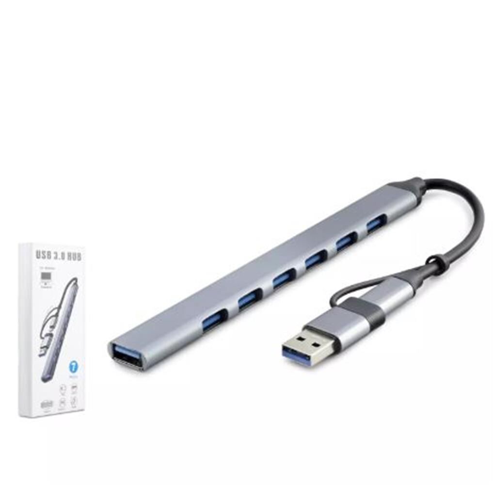 Hadron HDX7033 Type-C + USB 3.0 Hub 6xUSB 2.0 + USB 3.0 Gri