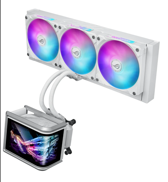 ASUS ROG Ryuo IV SLC 360 ARGB White Edition 360mm AIO Sıvı Soğutucu LCD Ekranlı CPU Cooler Intel AMD Uyumlu Beyaz