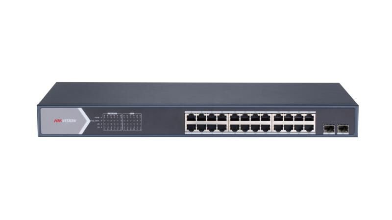 HIKVISION DS‑3E1526P‑SI 24×Gigabit PoE (802.3af/at) RJ45 + 2×Gigabit Fiber (SFP) 370 W PoE Gücü Smart‑Managed 1U Rack Mount PoE Switch