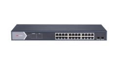 HIKVISION DS‑3E1526P‑SI 24×Gigabit PoE (802.3af/at) RJ45 + 2×Gigabit Fiber (SFP) 370 W PoE Gücü Smart‑Managed 1U Rack Mount PoE Switch