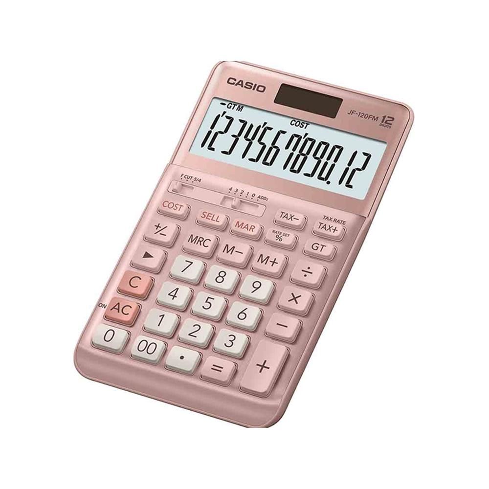 Casio JF-120FM-PK-W-DC 12 Haneli Masaüstü Hesap Makinesi - Pembe