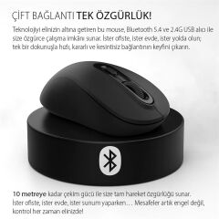 Inca IWM-288T Bluetooth + 2.4GHz Dual Mode Sessiz Ergonomik Kablosuz Mouse