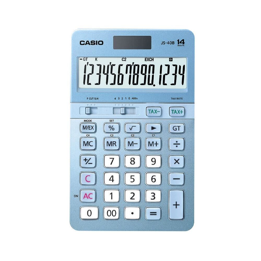 Casio JS-40B-BU Mavi Profesyonel 14 Hane Masaüstü Hesap Makinesi