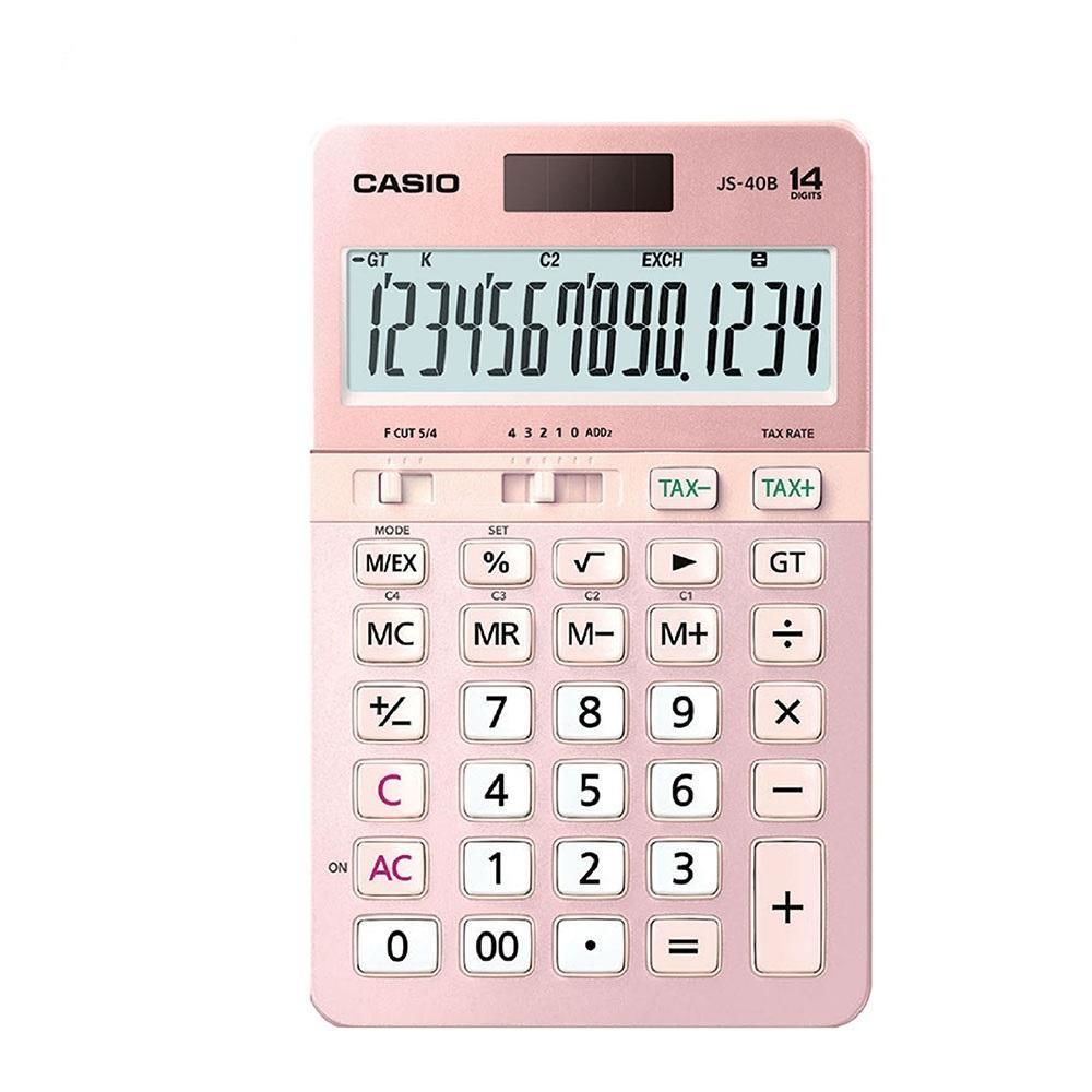 Casio JS-40B-PK Pembe Profesyonel 14 Hane Masaüstü Hesap Makinesi
