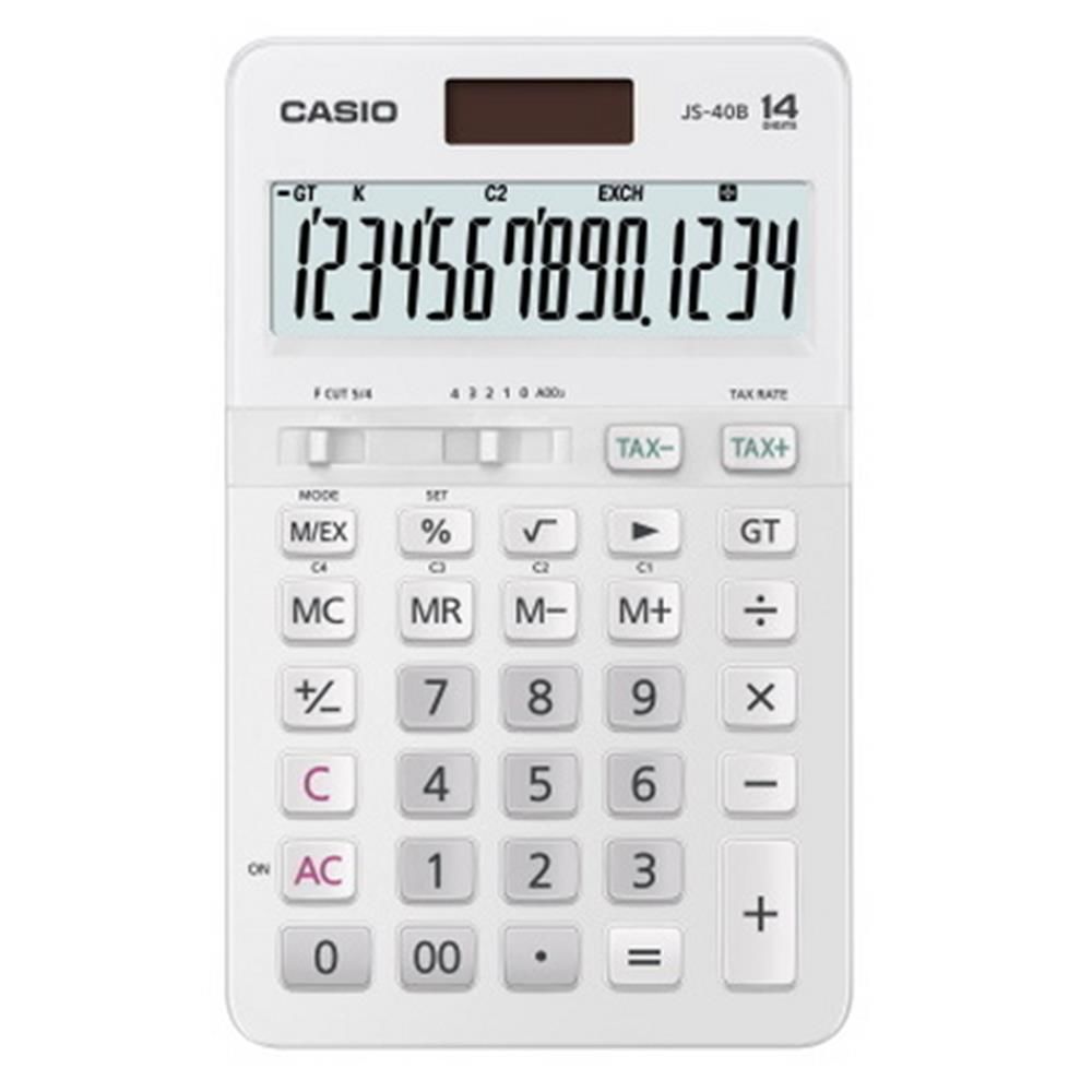 Casio JS-40B-WE 14 Haneli Kompakt Masa Tipi Profesyonel Hesap Makinesi (Beyaz)