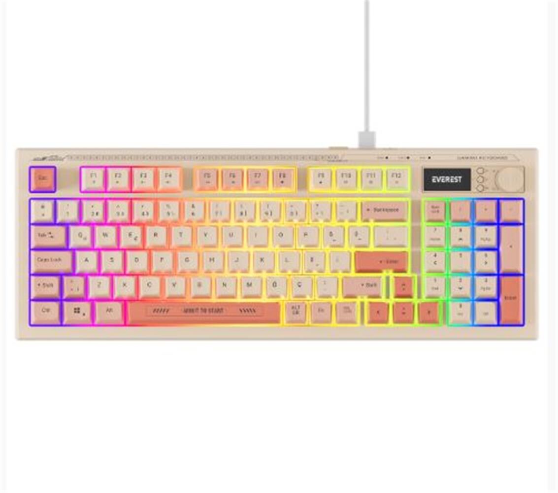 Everest KB-79 SILENT PRO Bej-Pembe-Turuncu Sessiz RGB Q Membrane Oyuncu Klavyesi