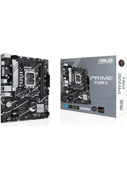 Asus PRIME B760M-K Intel 1700p DDR5 8000 HDMI VGA Çift M2 USB3.2 AURA RGB mATX