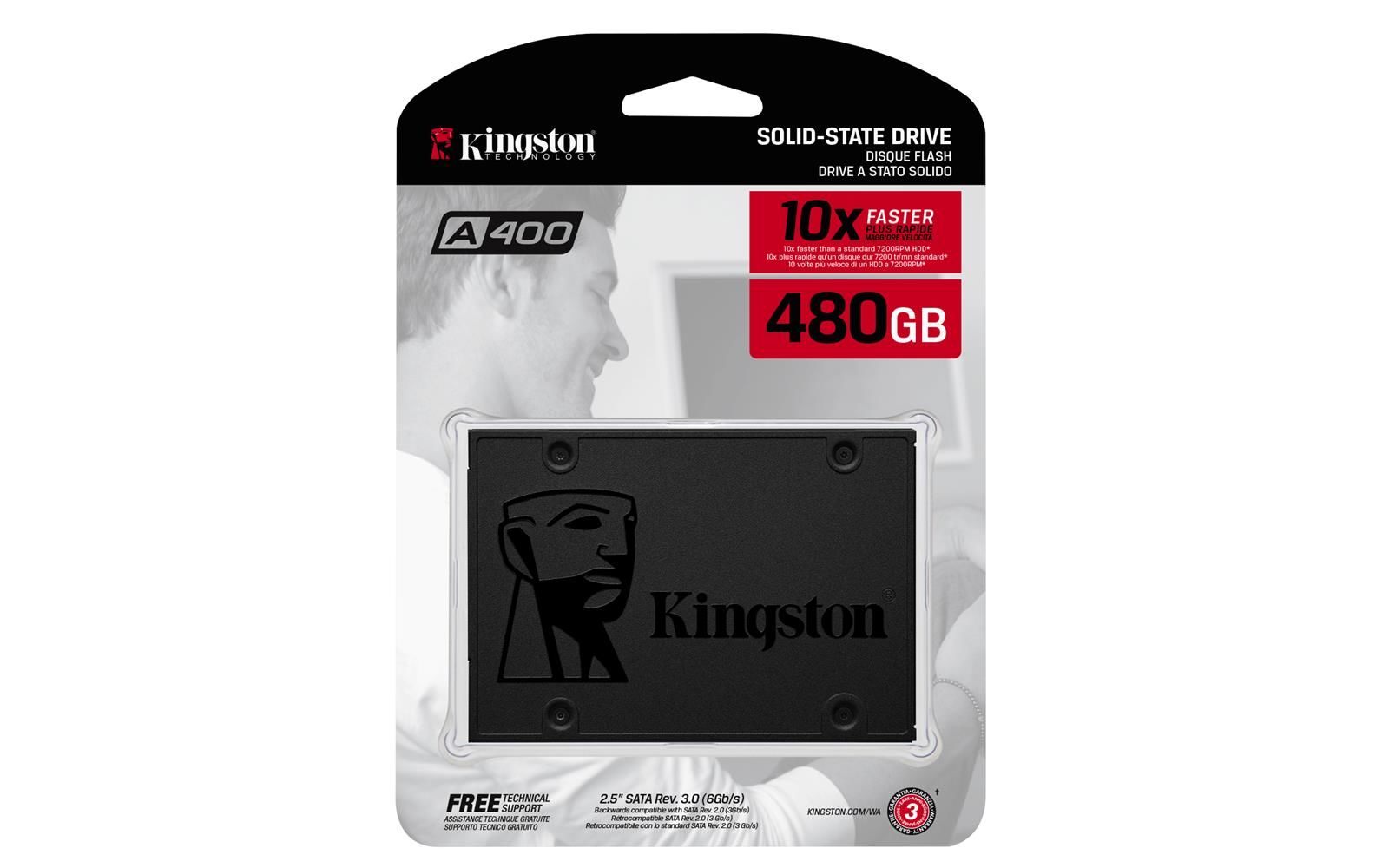 Kingston SSDNow A400 480GB 2.5'' SATA III SSD (Okuma 500MB/s - Yazma 450MB/s) SA400S37-480