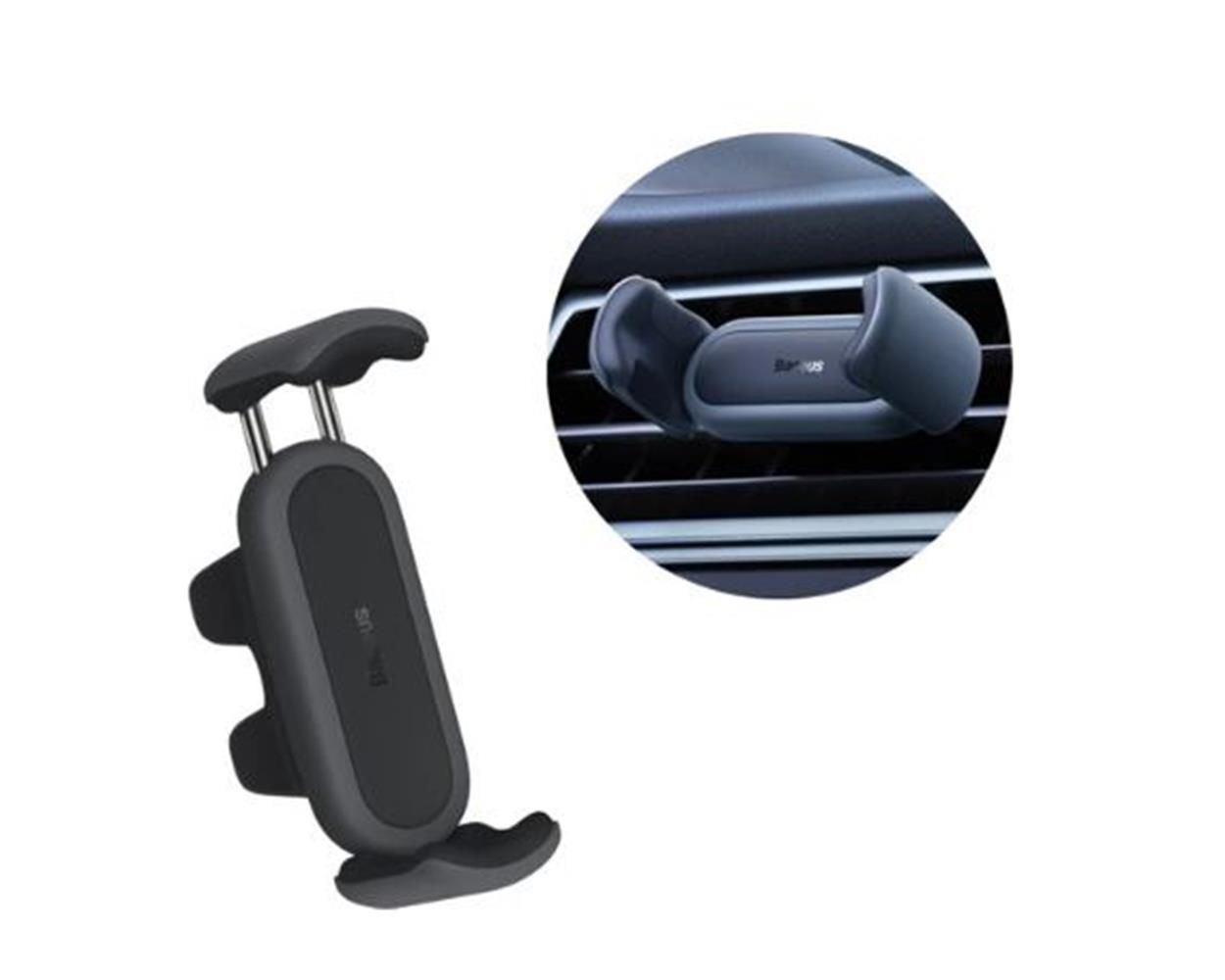 Baseus Steel Cannon 2 Air Outlet Araç İçi Telefon Tutucu Siyah SUGP000001