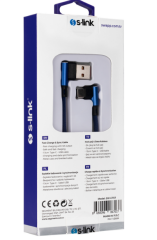 S-LINK SWAPP SW-C757 3A 15cm USB Type-C Lacivert Kılıflı Metal Uçlu Şarj ve Data Kablosu