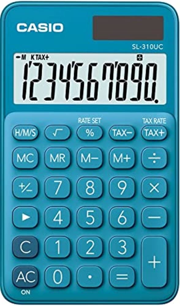 Casio SL-310UC-BU 10 Haneli Vergi ve Zaman Hesaplama Fonksiyonlu Cep Tipi Hesap Makinesi - Mavi