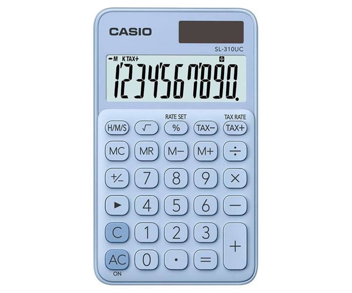 Casio SL-310UC-LB 10 Haneli Vergi Hesaplamalı Açık Mavi Cep Tipi Hesap Makinesi