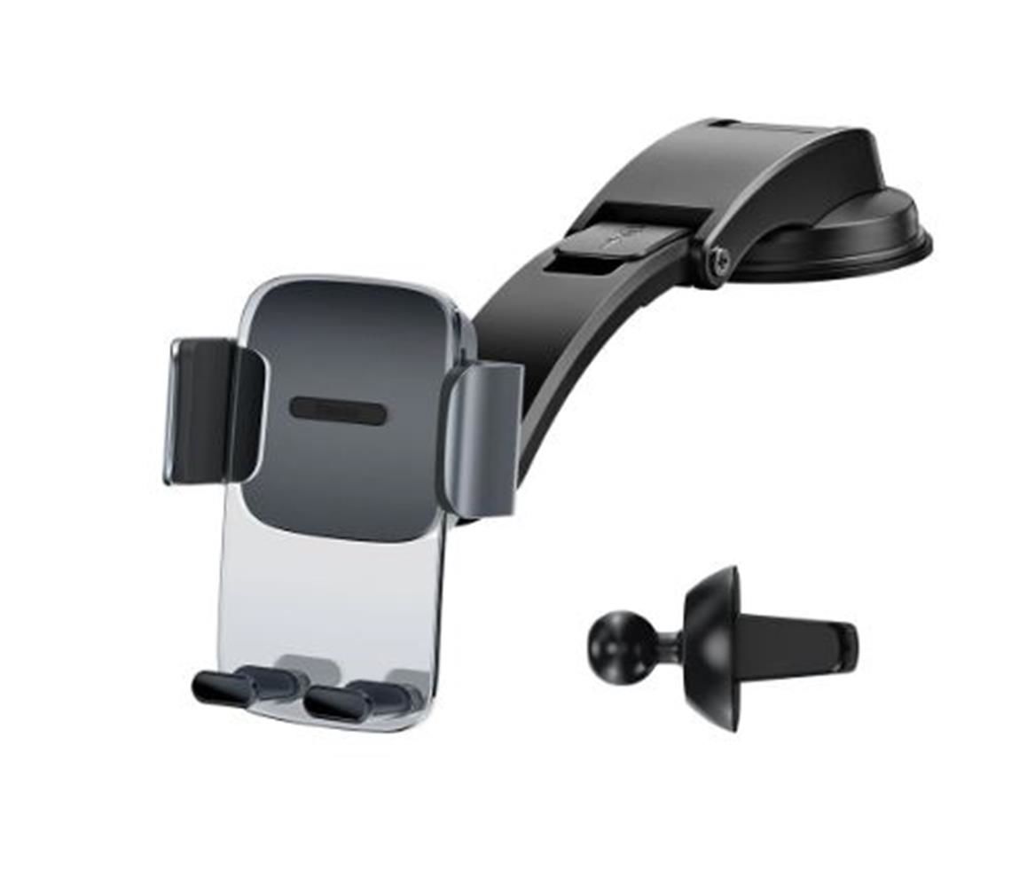 Baseus Easy Control Clamp Araç İçi Telefon Tutucu Seti (Havalandırma Klipsi + Vantuzlu Tutucu) Siyah SUYK000001