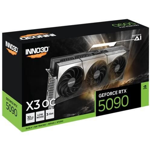 Inno3D RTX5090 x3 OC 32GB 512Bit GDDR7Inno3D GeForce RTX 5090 X3 OC 32GB 512-Bit GDDR7 Ekran Kartı