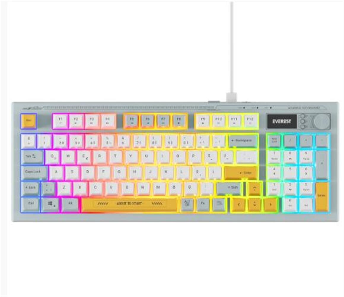 Everest KB-79 Silent Pro Mavi-Beyaz-Sarı RGB Q Membrane Sessiz Oyuncu Klavyesi