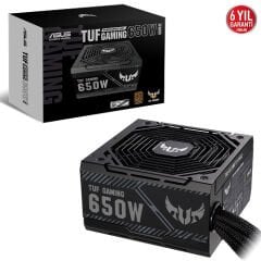 ASUS TUF GAMING 650B 650W 80 PLUS BRONZE Non‑Modüler ATX12V Active PFC 135mm Fan Dual Ball Bearing Askere Dayanıklı PCB Coating Siyah Güç Kaynağı