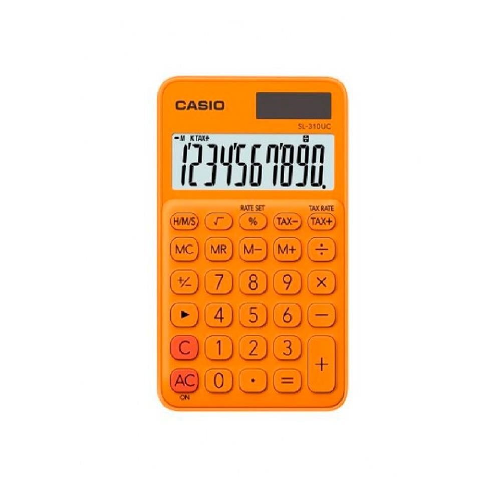 Casio SL-310UC-RG Turuncu (Orange) 10 Haneli Vergi ve Zaman Hesaplamalı Cep Tipi Hesap Makinesi